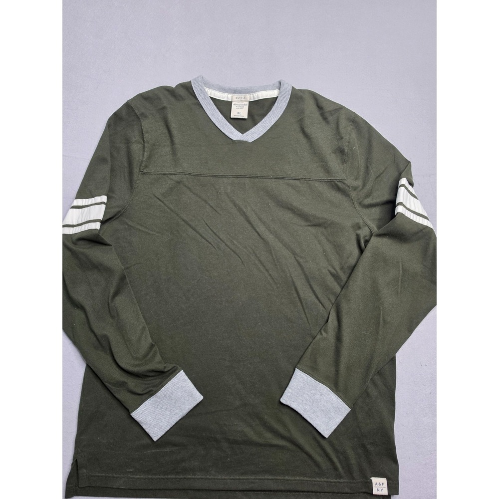 Abercrombie & Fitch Shirt Men's XL Green Cotton Muscle Fit Side Slit Long Sleeve
